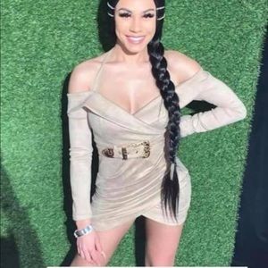 Tan suede buckle dress worn once